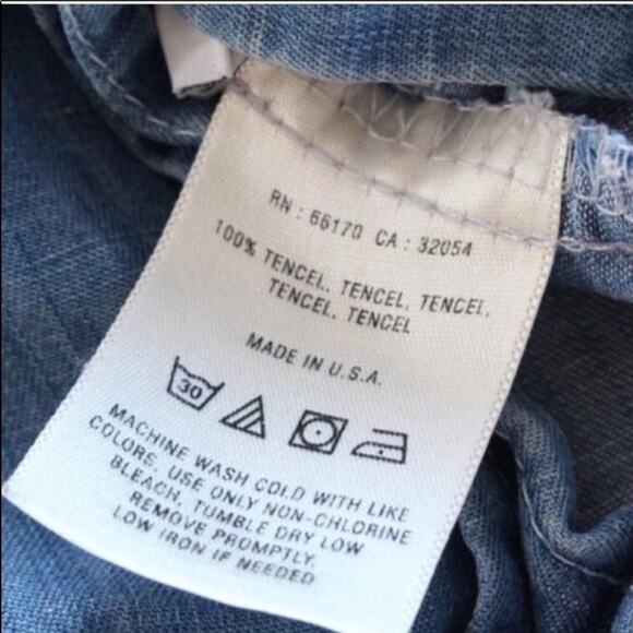 ANTHROPOLOGIE Blue Denim Chambray Washed Long Sleeve Tencel Button Shirt Top S - Picture 8 of 8